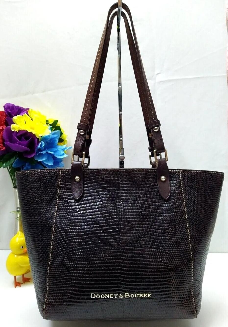Dooney & Bourke Janie Embossed Lizard Embossed Double Handles Tote Bag